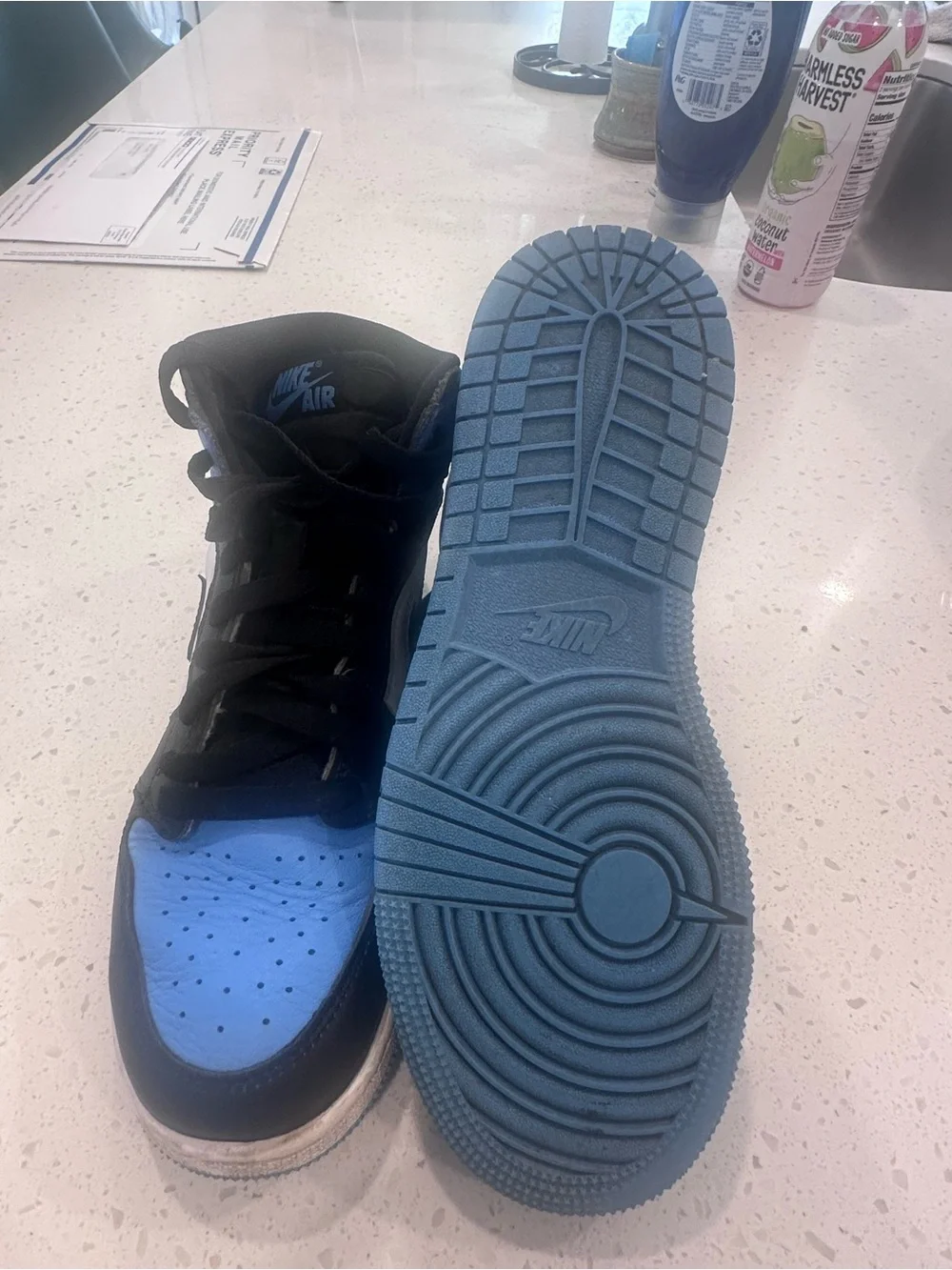 Women’s/Boys Nike Air Jordan High-Top Sneakers in Black and Light Blue